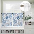 thumbnail image 5 of Kitchen Window Curtains Valance and Tier Set, Summer Watercolor Blue Gray Coral Rod Pocket Tier Curtain Valance Set, Marine Life Ocean Shell Light Filtering Cafe Curtains for Bedroom Living Room, 5 of 9