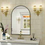 BEAUTYPEAK 20x 30 Bathroom Mirror Wall Vanity Arched Mirror, Black