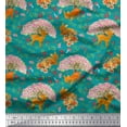 thumbnail image 1 of Soimoi Polyester Crepe Fabric Tree,Floral & Deer Animal Decor Fabric Printed Yard 42 Inch Wide, 1 of 1