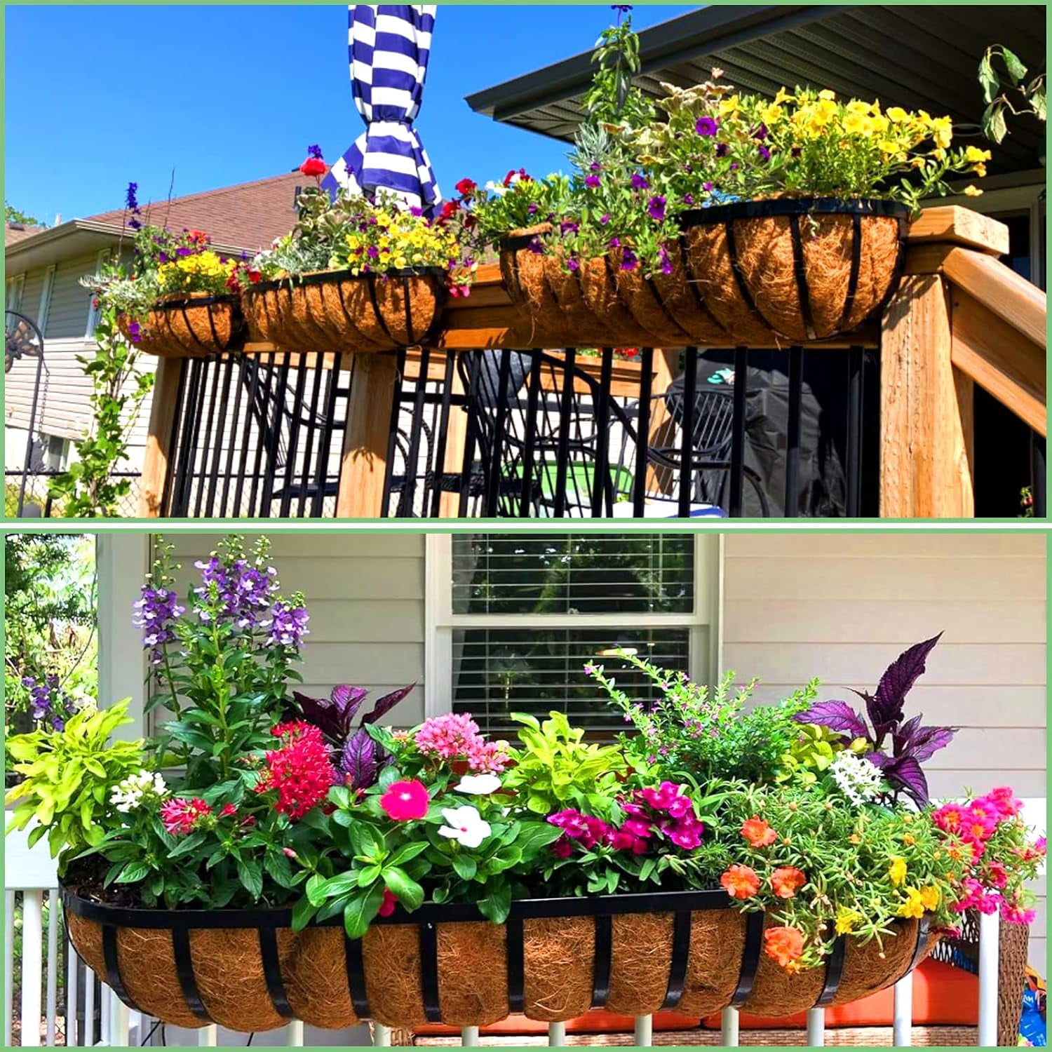 Coco Liners for Planters - 2 Pack 30 Inch Trough Coconut Liners for Planters, Window Box Coco Liners, 100% Natural Coconut Fiber Liners for Wall Hanging Basket, Window Box, Fence Baskets