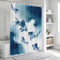 thumbnail image 6 of Navy Blue Fish Shower Curtain, Waterproof Shower Curtains for Bathroom, Nautical Coastal Summer Ocean Modern Art Washable Fabric Bathtub Curtain Set Bath Decor with 12 Hooks Long 72"x84", 6 of 8