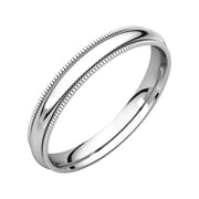 Jewels By Lux 14K White Gold 3mm Milgrain Comfort Fit Bridal Wedding Ring Band Size 6