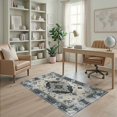 thumbnail image 2 of ODIKA 4'x6' Washable Area Rug Stain Resistant, Low Pile, Easy Care Oushak Medallion Distressed Vintage Scrollwork Bordered Traditional for Dorm Room, Small Living, 2 of 7