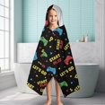 thumbnail image 6 of Multicolor Controllers Games Text Black Pattern Hooded Bath Towel，60"x35" for Ages 3 To 12 Kids, Quick Dry Lightweight Soft Microfiber Hood Beach Towel Cover Up for Kids, 6 of 7