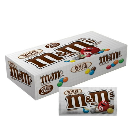 M&M'S White Chocolate Singles Size Candy, 1.41 Oz. Pouch, 24 Ct.