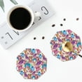 thumbnail image 4 of Naloa Watercolor Owl Leather Coasters for Drinks, Durable Drink Coasters 4 Set for Tabletop Protection, Luxurious Home Décor and Housewarming Gift ( {designName})Octagon, 4 of 6