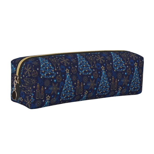 Disketp Shining Christmas Tree Estuche de Lápices de Cuero con Cierre, Estuche Compacto para Papelería, Bolígrafos y Accesorios Pequeños