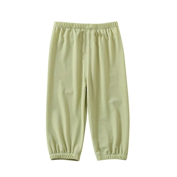 Odeerbi 6M-4Y Niños Niñas Seda Hielo Pantalones Recortados Verano Casual Linterna Pantalones Color Sólido Transpirable Pantalones