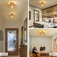 thumbnail image 5 of HOOMEDELIER Rattan Ceiling Light Fixture, Hand-Woven Boho Chandelier, Farmhouse Flush Mount Light for Hallway Bedroom, 5 of 7