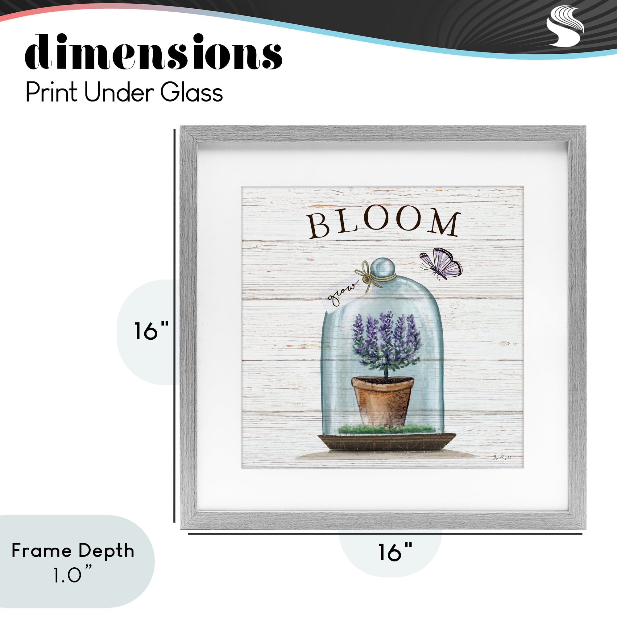 Stupell Industries Cottage Bloom in Bell Jar Gray Framed Print Under Glass, design by Elizabeth Tyndall