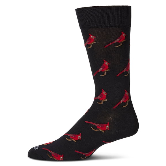 MeMoi Men's Cardinal-Themed Rayon Blend Novelty Crew Sock - Mens - Male, 10-13, Black