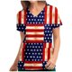 thumbnail image 2 of Día de la Independencia de las mujeres con cuello en V Casual manga corta bolsillos impresos señoras Tops blusa uniforme Pompotops hkajfhjk465371, 2 of 4