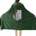 thumbnail image 1 of Manta para llevar con capa Attack on Titan: capa para cosplay, suave y cálido poncho de felpa verde con capucha para adulto y niño 170x90cm JAMW Sencillez, 1 of 5