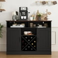 thumbnail image 3 of Farmhouse 42.5" Buffet Cabinet with Prower Outlets, Large Sideboard Storage Cabinet with Wine Rack. Wooden Coffee Bar Cabinet for Kitchen, Black, 3 of 7