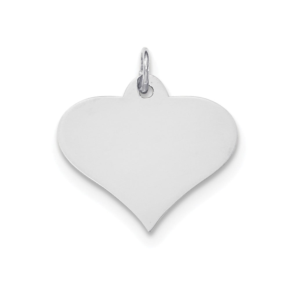 14K White Gold Plain 0.011 Gauge Engravable Heart Disc Charm 