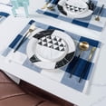 thumbnail image 4 of Blue Buffalo Plaid Placemats Set of 4, Linen Checkered Double Layer Placemat Kitchen Table Mats, Waterproof Heat Resistant Durable Cloth Place Mats 13 x 19 Inches (Navy Blue and White), 4 of 5