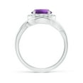 thumbnail image 2 of ANGARA Natural 1.7 ct Amethyst Bypass Engagement Ring with Diamond Halo in 14K White Gold for Women (Size-8mm) | February Birthstone, Anniversary, Jewelry Gift for Women | Natural Amethyst Ring, 2 of 8