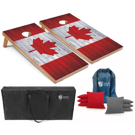 Tailgating Pros Regulation Cornhole Boards Flag Set - Includes 8 Bean Bags  Carrying Cases  and 4 x2  Corn Hole Toss Game - Optional LED Lights