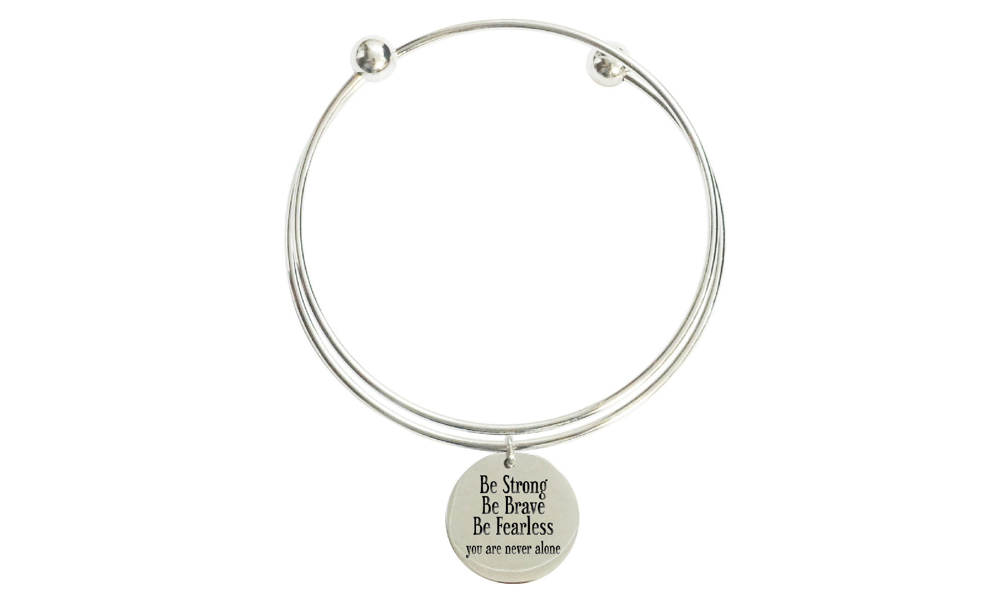 Pink Box Double Wrap Stainless Steel Inspirational Bangles Be Strong Be