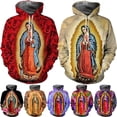 thumbnail image 2 of Sudadera con capucha con estampado 3D de la Virgen María para hombre, sudadera informal de manga larga con estampado de la Virgen cristiana, ropa de hombre de gran tamaño, 2 of 4