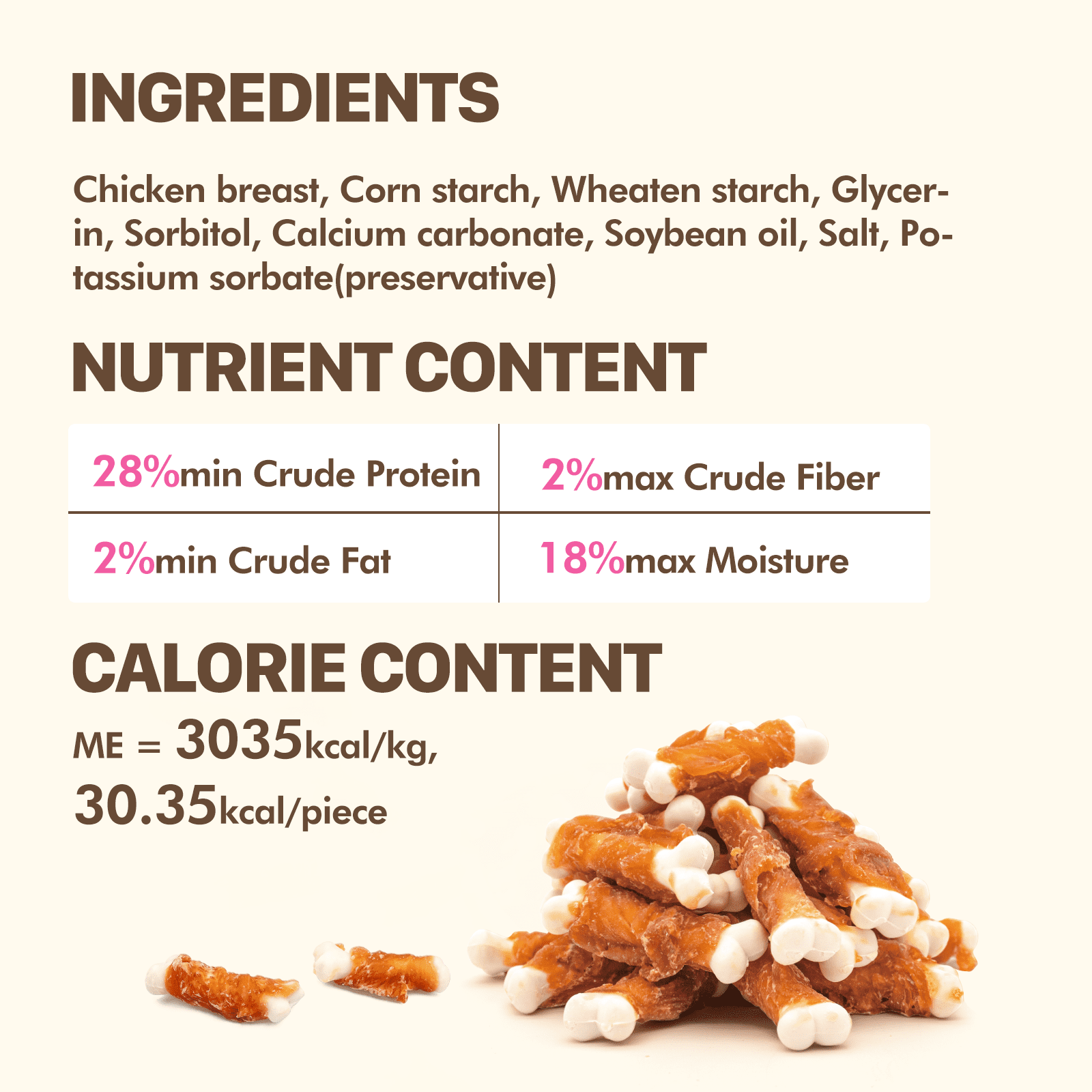 Puddonio Chicken with Calcium Bone Dog Treats, 20 oz (56ct)