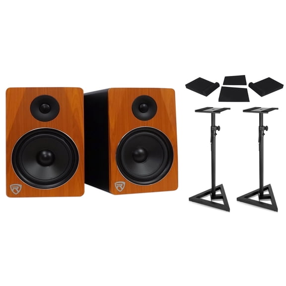 Rockville APM8C Bundle: 8" 500-Watt Powered USB Studio Monitors, RVSM1 Pair of Near-Field Studio Monitor Stands, RRS263M High Density Foam Studio Monitor Isolation Pads, 4-items