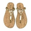Michael Kors MK Charm Jelly Women's Flip Flop Cork Bottom Sandals, Gold, 7M