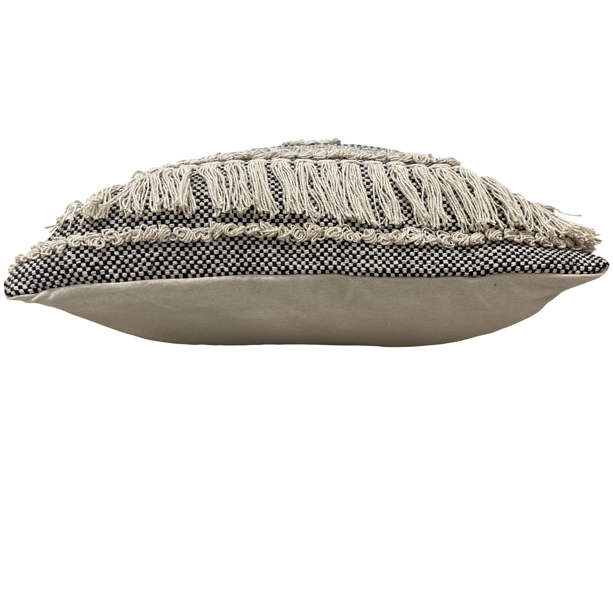 Laddha Home Designs Handwoven Diamond Cotton Throw Pillow Cover - 20" - Gray and Cream