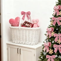 12pcs Velvet Bow Decorations - Valentine's Day & Christmas Window Decor, Festive Tree Ornament, oft Bow tickers for Home Holiday Decoration, 6*6in, Pink