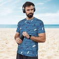 thumbnail image 4 of Wukai Sharks on White Blue Striped Print Men's Short-Sleeved Mesh T-Shirt,Quick-Dry Short Sleeve Workout T-Shirt-Medium, 4 of 8