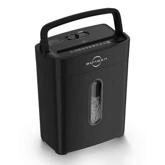 BONSEN 10-Sheet Cross Cut Paper Shredder, Shred Credit Card Paper Shredder for Home Use, Compact Design with Portable Handle, Black
