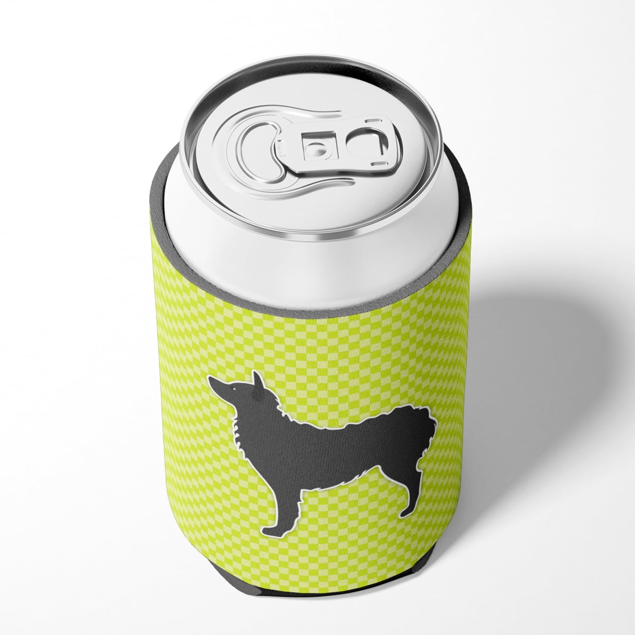 Caroline's Treasures BB3821CC Croatian Sheepdog Checkerboard Green Can or Bottle Hugger, Can Hugger, multicolor