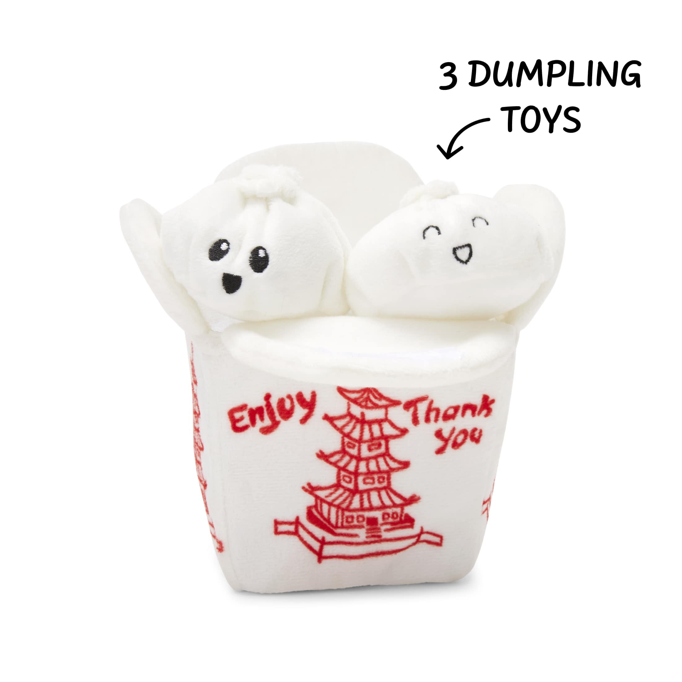 BARK Andi's Famous Dumplings Red White Chinese Food Dumpling Take Out Dog Toy XS/S