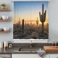 thumbnail image 4 of Western Cactus Sunrise Sheer Curtains 45 Inches Long, Modern Abstract Art Retro Light Filering Curtains, Breathable Simi Curtain Privacy Drapes for Kitchen Bathroom Lightweight Small Window Treatment, 4 of 9
