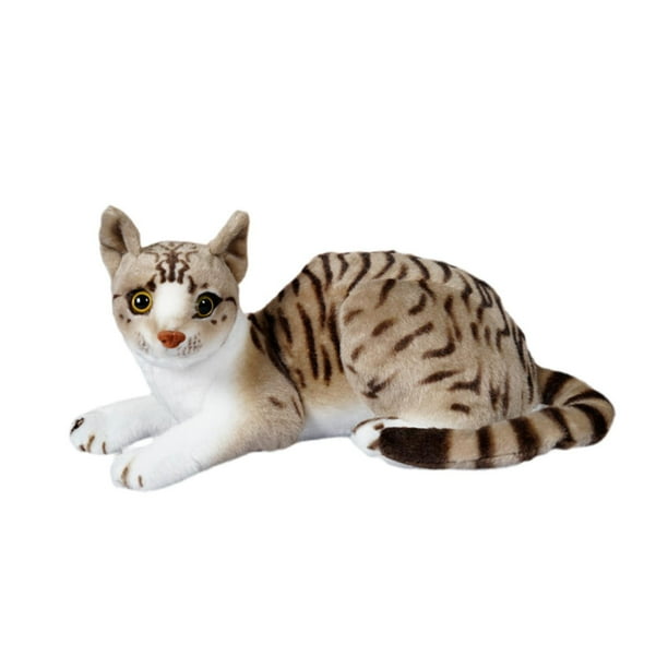 Toy de felpa Cats Long Tails Expressive Face, Juguete de peluche de muñecas de gato de felpa realista para niños, regalos de cumpleaños para adultos gris 30 cm