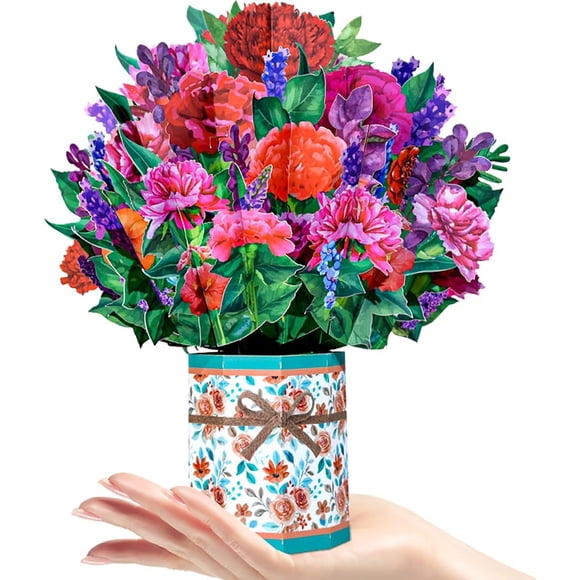 CNLITIHEKA Bouquet de Fleurs en Papier Cartes de Vœux Oeillet Cartes Pop-Up Prompt Rétablissement Cartes 3D Pop-Up Cartes d'Anniversaire pour la Fête des Mères Je Pense à Toi Action de Grâce