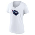 thumbnail image 2 of Women's White Tennessee Titans Primary Team Logo V-Neck T-Shirt, 2 of 3