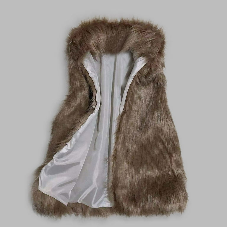 Faux fur collar vest store
