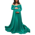 thumbnail image 2 of LRJTENG Womens Maternity Off Shoulders Long Sleeve Photography Pregnants Dress Solid Princess Dress Photo Props Dress, 2 of 5