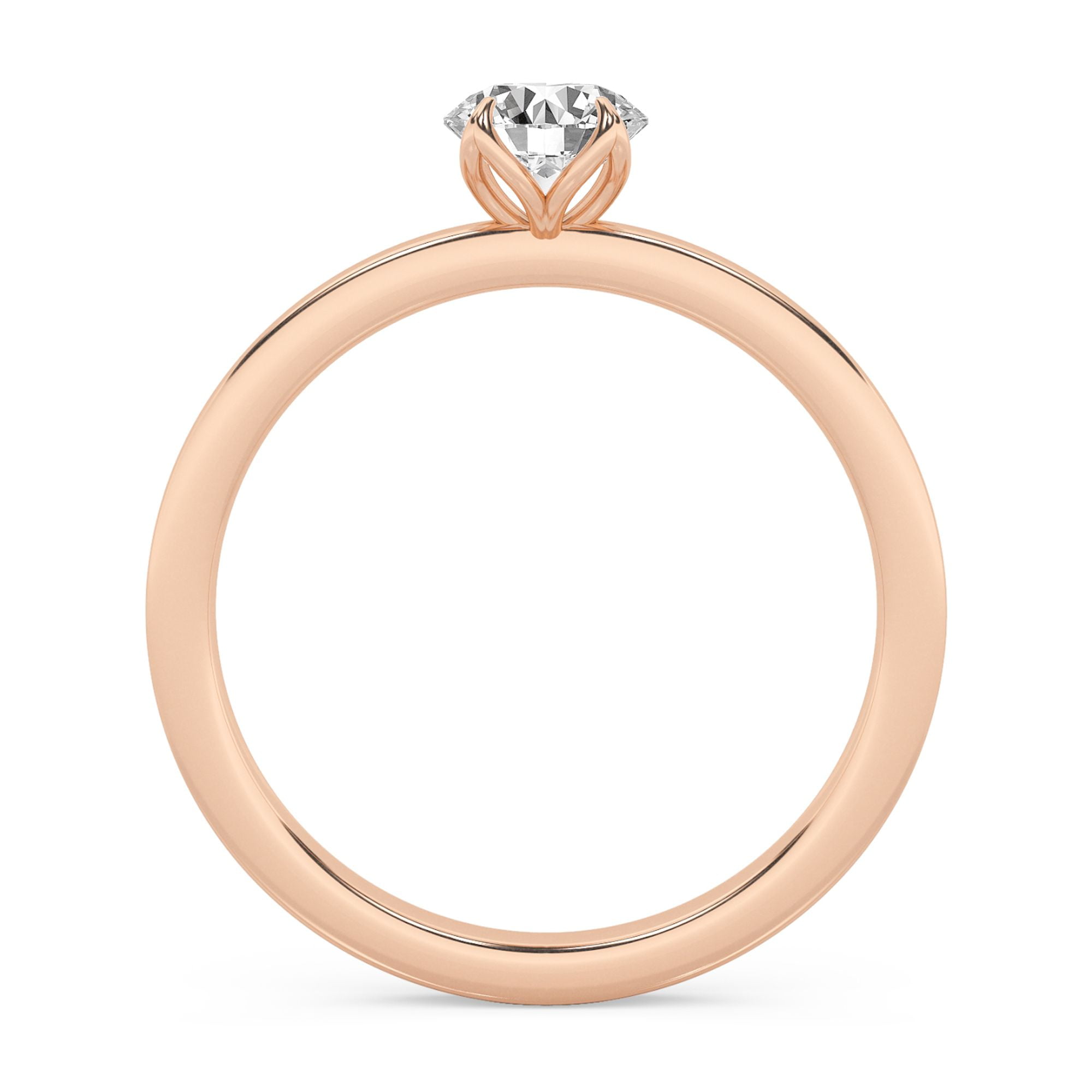 AFFY 1/2 Carat (ctw) Solitaire Style Engagement Rings For Women, Round Lab Created Moissanite Promise Ring For Her In 14k Solid Rose Gold | VVS1 Quality (0.50 Ctw) Ring Size-7