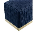 thumbnail image 6 of Nicole Miller Janice Velvet Bench Intricate Woven Pattern Gold Stainless Steel Base, Navy/Gold, 6 of 10