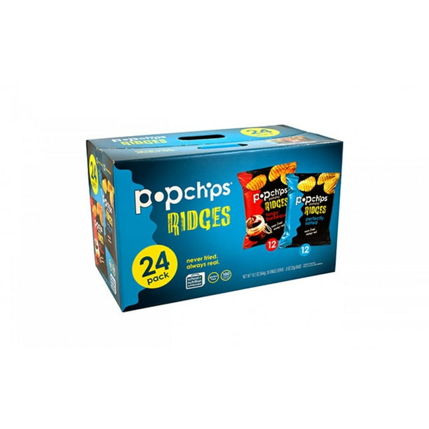 popchips Potato Ridges Variety Pack, 8 oz, 24 Count