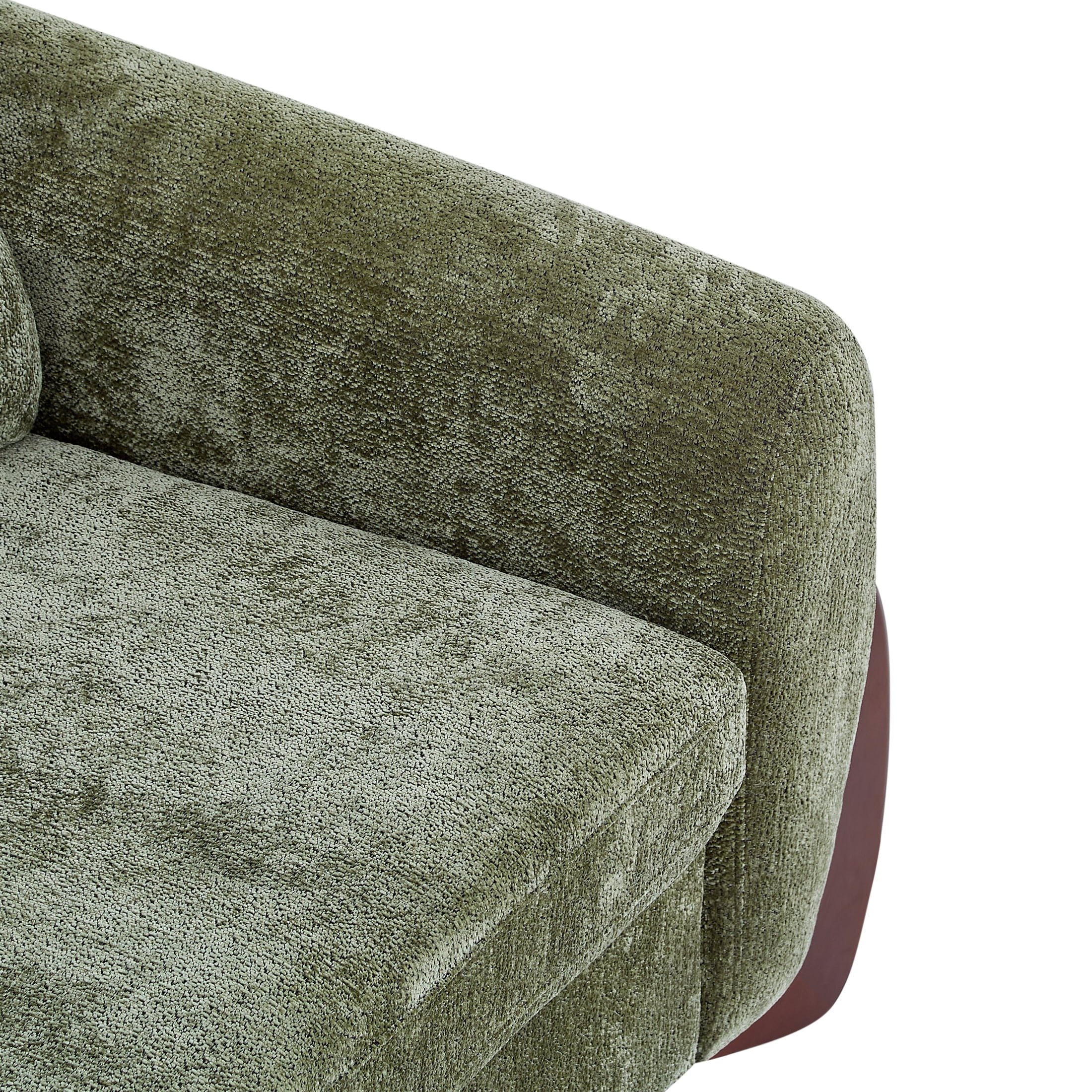 Christopher Knight Home 89" Chenille Upholstered Sofa, 3-Seat Couch with Foam Cushions and Wood Legs, Olive Green