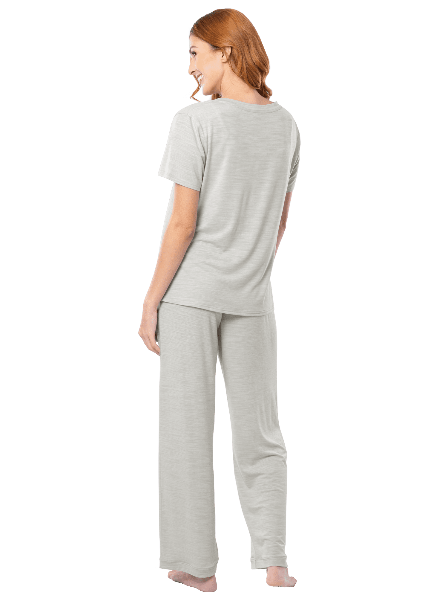 Fruit of the Loom Women's Soft & Breathable V-Neck Short Sleeve Top & Pajama Pant Set, Sizes S-4X