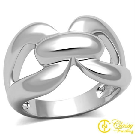 Union Smooth Ring - Classy Not Trashy® Size 10 Women's Smooth Finish Interlocking Links Silver Color Ring