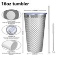 thumbnail image 4 of 16oz Tumblers Gray White Checkered Pattern Stainless Steel Vacuum Insulated Double Wall Travel Tumbler Cups Mug with Lid and Straw,Cleaning Brush for Coffee,Tea, 4 of 4