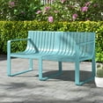 thumbnail image 4 of Gymax Patio Loveseat 2-Person Bench w/ Curved Backrest Slatted Design for Backyard Blue, 4 of 9