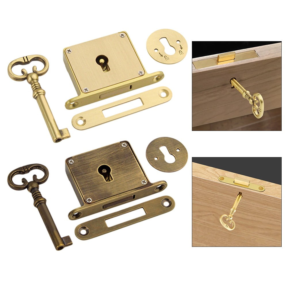 RichLink Vintage Brass Drawer Lock for Durable Antique Style Cabinet Hardware for Smooth,Gold