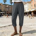 thumbnail image 6 of Casual Capri Pants for Women Summer Lightweight Drawstring Elastic Waist Pants with Pockets by Yigetop Grey L, 6 of 7