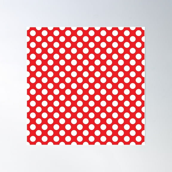 White Polka Dots With Red Background Poster Wall Art, Modern Wall Decor For Living Room Bedroom, 17x17 UNFRAMED